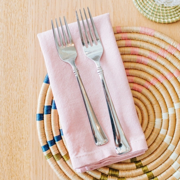 Hand Loomed Blush Pink Cotton Napkins Set of Four - Picture 4 of 4